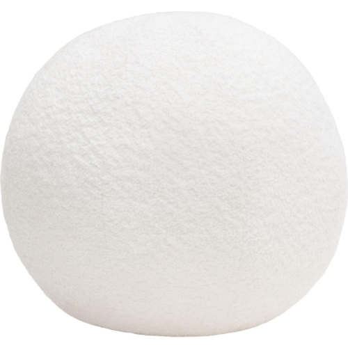 Single 14" Round Accent Pillow Ball in White Faux Shearling