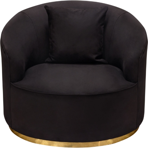 Raven Curved Accent Chair in Black Suede Velvet & Brushed Gold