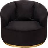 Raven Curved Accent Chair in Black Suede Velvet & Brushed Gold