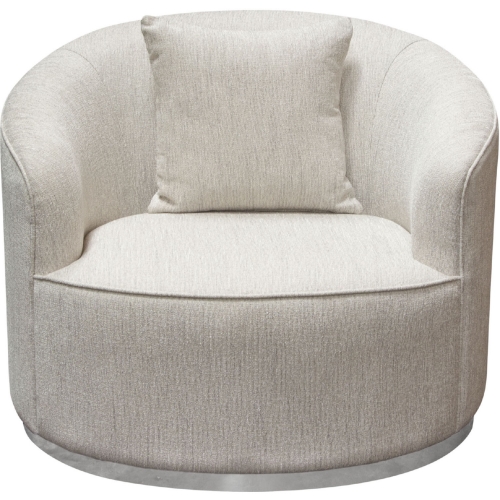 Raven Curved Accent Chair in Light Cream Fabric & Brushed Silver