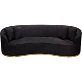 Raven Curved Sofa in Black Suede Velvet & Brushed Gold