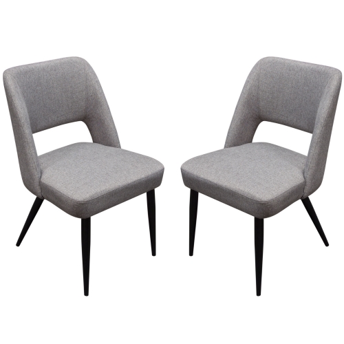 Reveal Dining Chair in Grey Fabric & Black Metal (Set of 2)