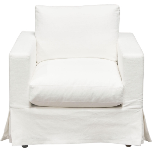 Savannah Slipcover Accent Chair in White Natural Linen