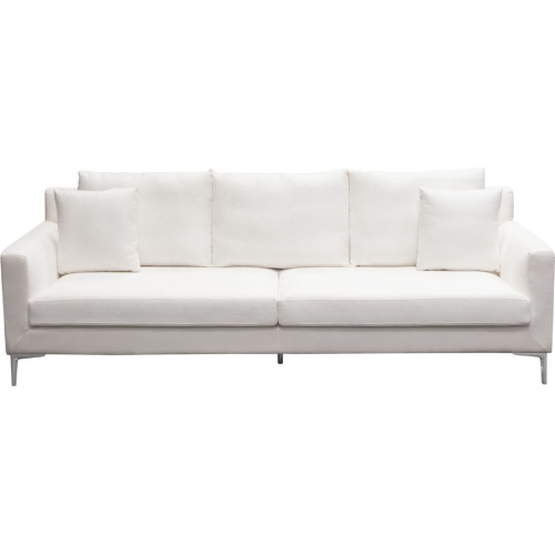 Seattle Sofa in White Linen & Polished Silver Metal Leg