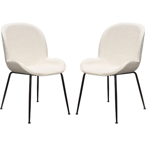 Session Dining Chair in Ivory Boucle & Black Metal (Set of 2)