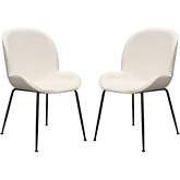 Session Dining Chair in Ivory Boucle & Black Metal (Set of 2)