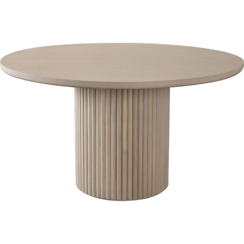 Siren 54" Round Fluted Pedestal Base Dining Table in Almond Grey Wood