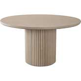 Siren 54" Round Fluted Pedestal Base Dining Table in Almond Grey Wood