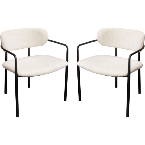 Skyler Dining Chair in Ivory Boucle & Black Metal (Set of 2)