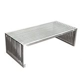 SOHO Rectangular Stainless Steel Cocktail Table w/ Clear Tempered Glass Top