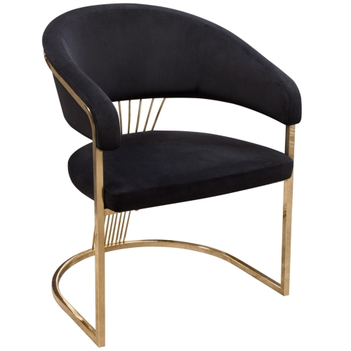 Solstice Dining Chair in Black Velvet & Gold Metal