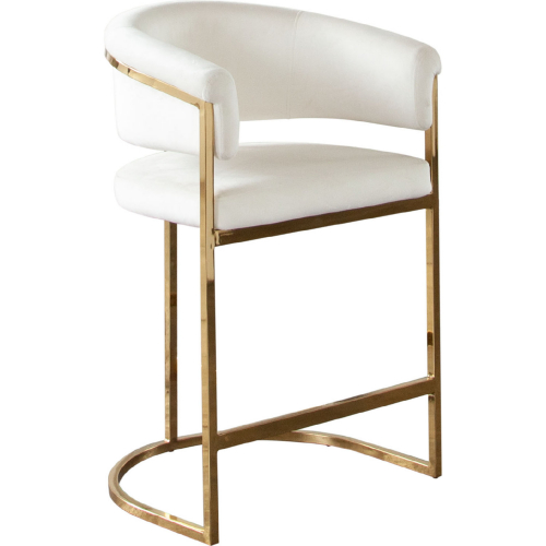 Solstice Counter Height Chair in Cream Velvet & Polished Gold Metal