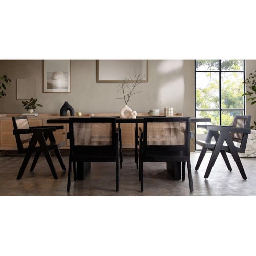 Sonoma 80" Wood Dining Table in Black Finish Wood