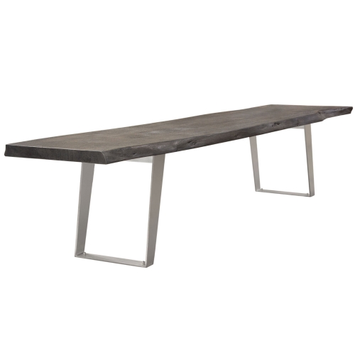 Titan 80" Live Edge Dining Bench in Espresso Wood w/ Silver Inlay & Base