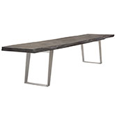 Titan 80" Live Edge Dining Bench in Espresso Wood with Silver Inlay & Base