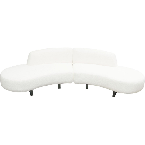 Vesper 2 Piece Curved Armless Sectional Sofa in White Faux Shearling & Black