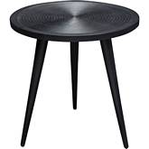 Vortex Round End Table in Black Solid Mango Wood & Iron