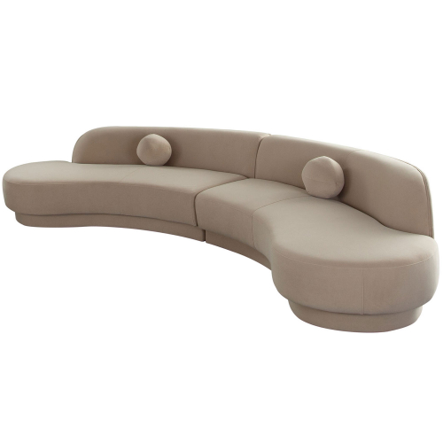 Zelda 2 Piece Curved Armless Chaise Sofa in Light Camel Performance Velvet