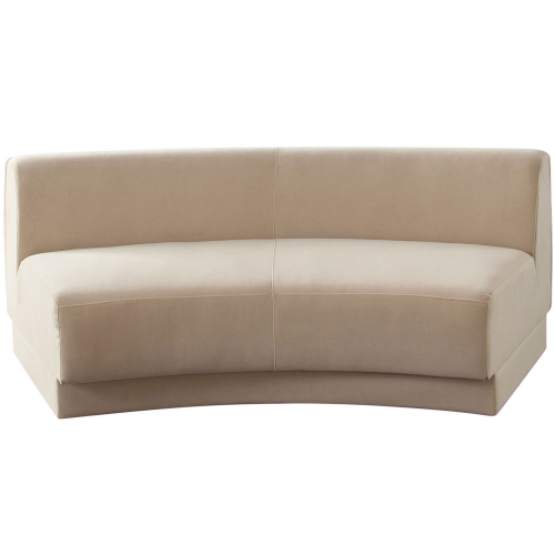 Zelda Curved Armless Sofa in Light Camel Performance Velvet