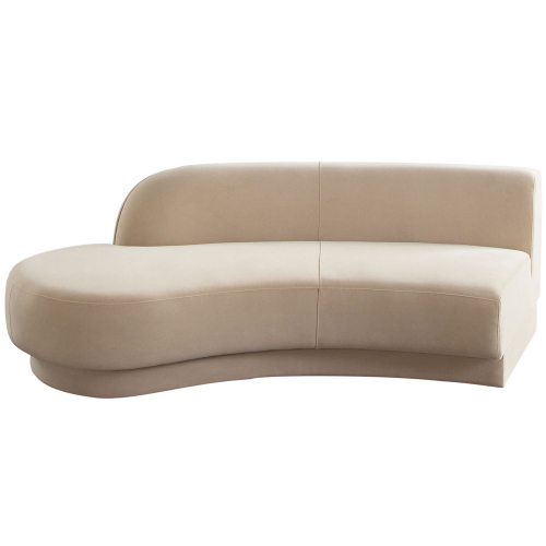 Zelda Left Facing Curved Chaise in Light Camel Performance Velvet