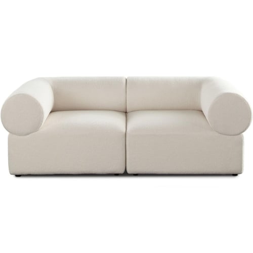 Zia 2 Piece Modular Sofa in Ivory Sherpa Fabric