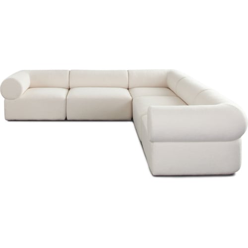 Zia 5 Piece Corner Sectional in Ivory Sherpa Fabric