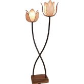 Twin Lotus Large Floor Lamp in Natural Cocoa Leaves & Metal