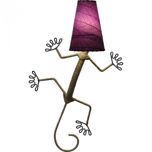 Gecko Wall Sconce w/ Purple Banyan Leaf Shade