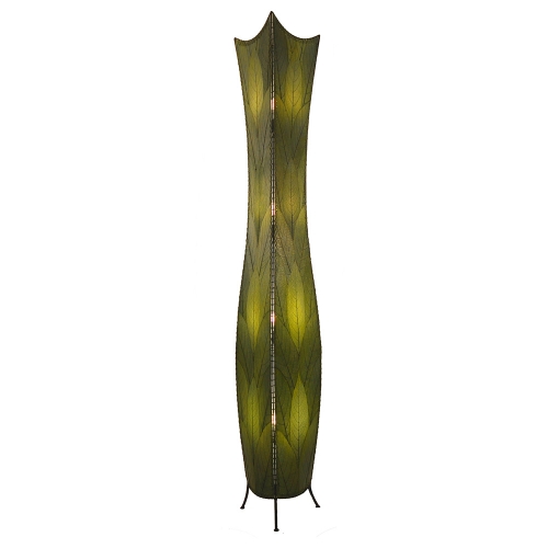 Flowerbud Shape Giant Floor Lamp in Green Cocoa Leaves