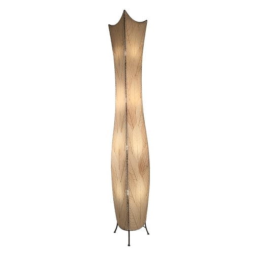 Flowerbud Giant Floor Lamp in Natural Cocoa Leaf & Metal