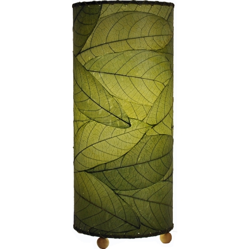 Outdoor Indoor Cocoa Leaf Cylinder Table Lamp in Green