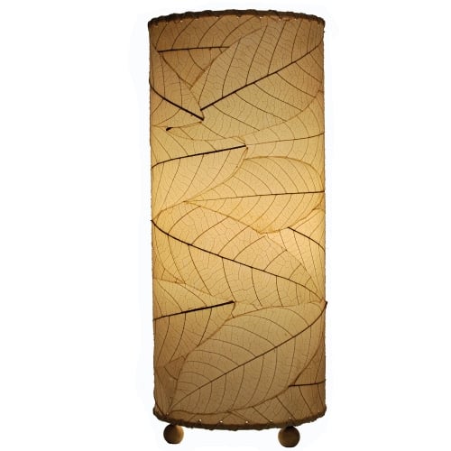 Cocoa Leaf Cylinder Table Lamp in Natural & Wrought Iron