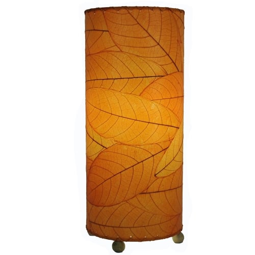 Cocoa Leaf Cylinder Table Lamp in Orange & Wrought Iron