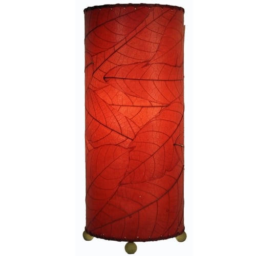 Cocoa Leaf Cylinder Table Lamp in Red & Wrought Iron