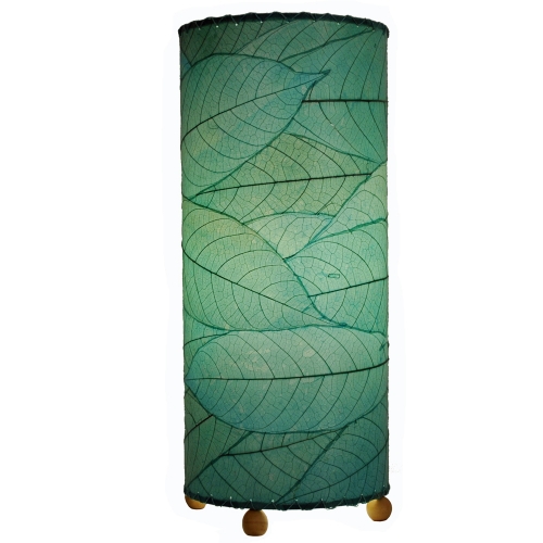 Outdoor Indoor Cocoa Leaf Cylinder Table Lamp in Sea Blue