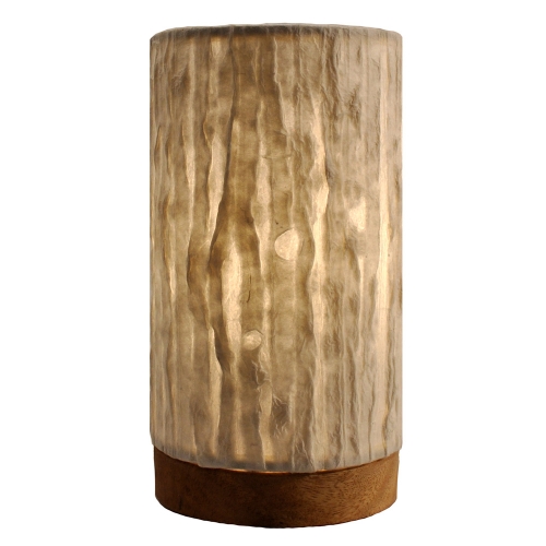 Paper Cylinder Table Lamp with Lines Shade on Driftwood Base (Mini)