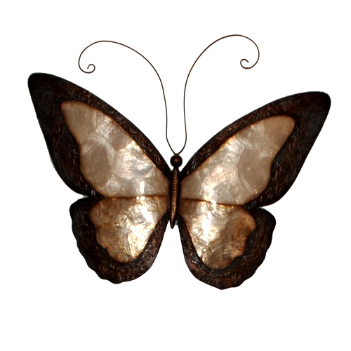 Earthtoned Butterfly w/ Border Metal Wall Art