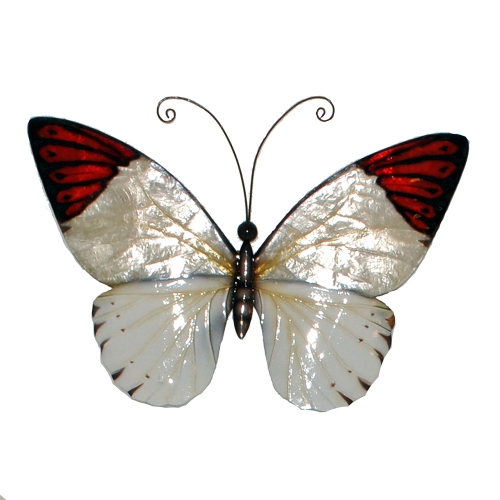 Red Tipped Butterfly Metal Wall Decor