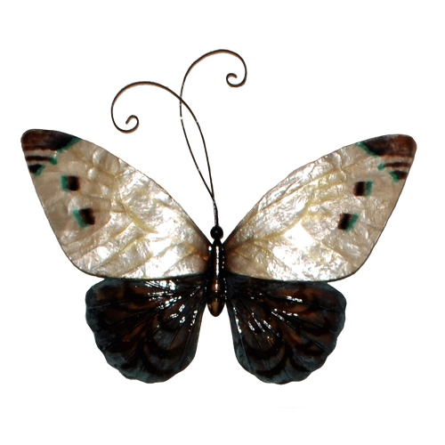 White & Blue Butterfly Metal Wall Decor