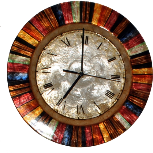 Clock Wall Decor w/ Multicolor Capiz Face