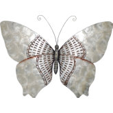 Butterfly Wall Decor in Silver with Rust Dashes