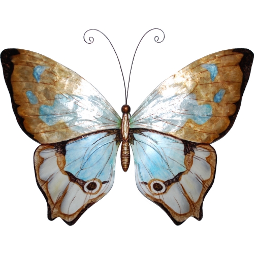 Butterfly Wall Decor in Copper w/ Aqua