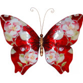 Butterfly Wall Decor in Red w/ Flowers