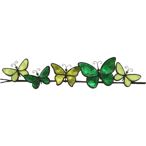 Butterflies on a Wire Wall Decor in Green Iron