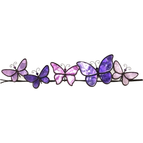 Butterflies on a Wire Wall Decor in Purple Iron