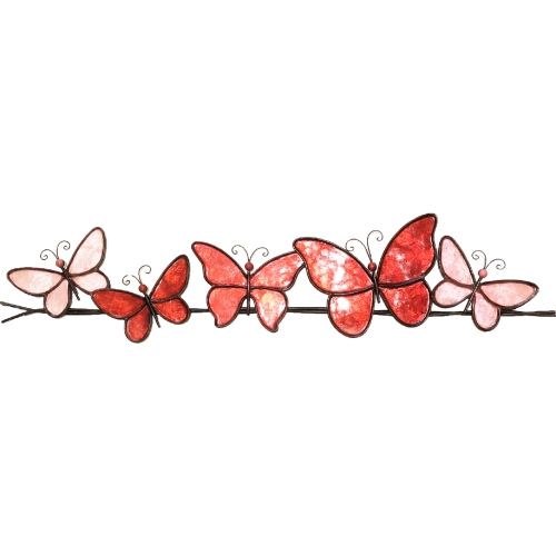 Butterflies on a Wire Wall Decor in Red Iron