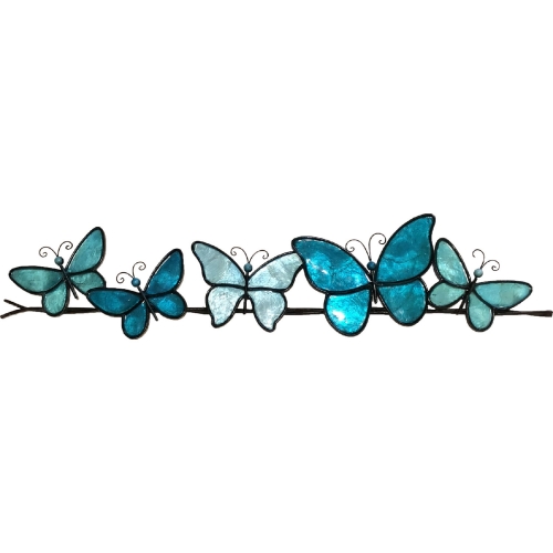 Butterflies on a Wire Wall Decor in Sea Blue Iron