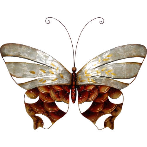 Butterfly Wall Decor in Pearl & Copper Scaling Capiz Shell