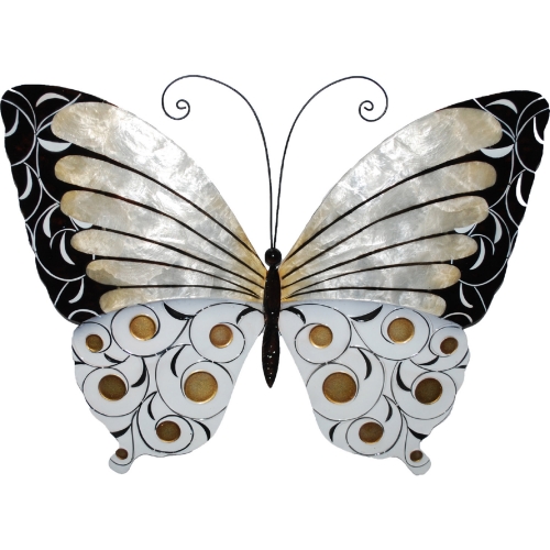 Butterfly Wall Decor in Black Pearl & Gold Capiz Shell