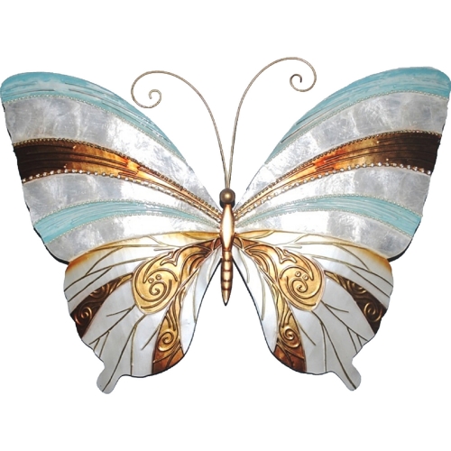 Butterfly Wall Decor in Blue Pearl & Copper Capiz Shell